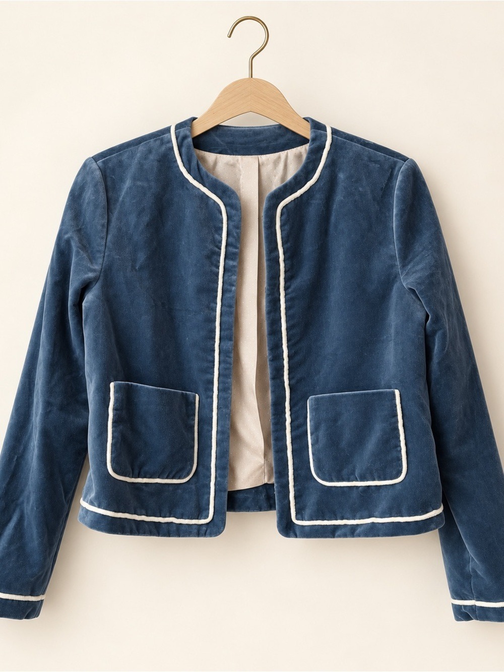 Sézane x Maria de la Orden Rebeka Blue Velvet Jacket Size 34 US 2